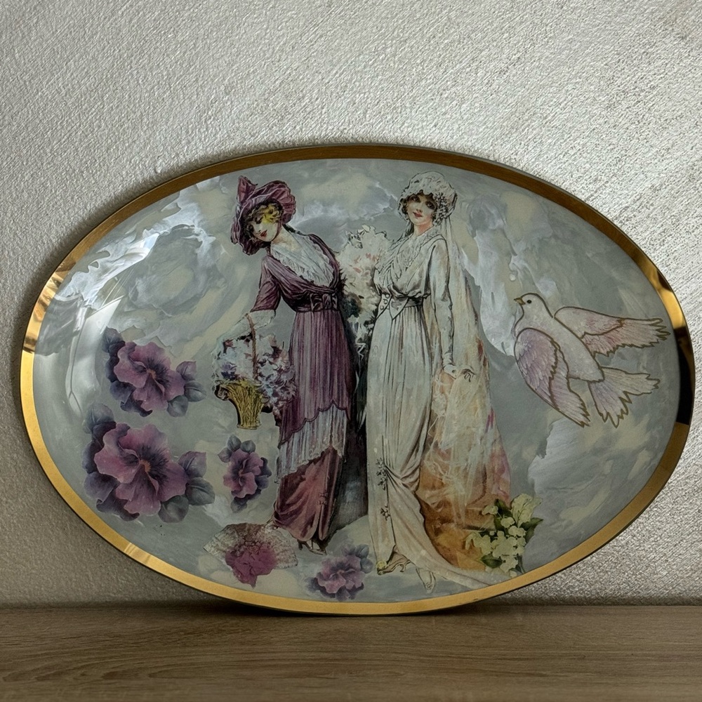 Decoupage Giftware Creation by Evelyn Decorative Oval Collector Dish Plate